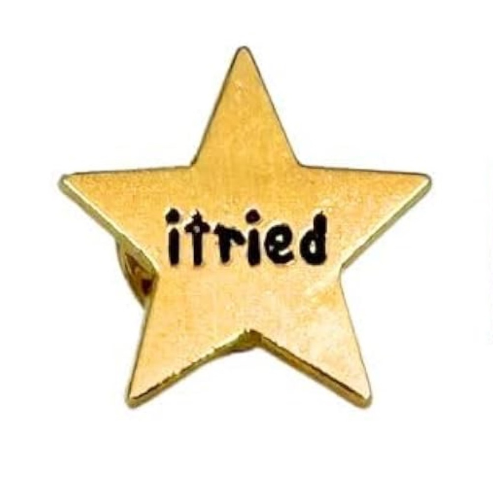NEW “I Tried” Enamel Pin Gold Star Cute Funny Design